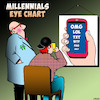 Cartoon: Millennials (small) by toons tagged eye,charts,millennials,gen,eyesight,test,smartphones,text,talk,texting