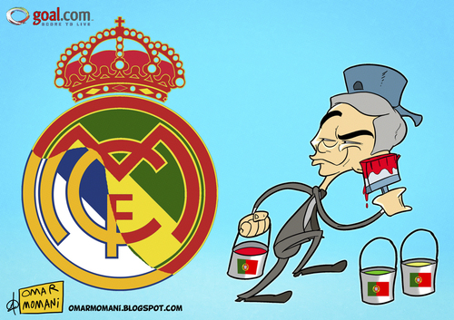 Cartoon: Paint it Portuguese (medium) by omomani tagged mourinho,real,madrid,portugal,spain,la,liga,soccer,football,cartoon