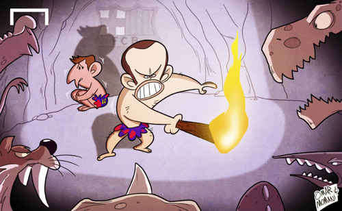 Cartoon: Rosell warns rivals off Messi (medium) by omomani tagged barcelona,messi,rosell,wenger