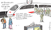 Cartoon: Fahrsoldaten (small) by Pfohlmann tagged 2020,deutschland,bahn,db,bundeswehr,corona,coronapandemie,fahrgäste,pünktlichkeit,unpünktlichkeit,auslastung,zug,ice,bahnhof,verspätung