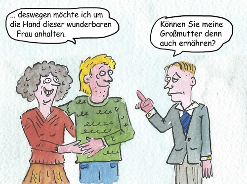 Cartoon: Senioren Liebe (medium) by sabine voigt tagged enkel,ehe,liebe,senioren,generationen,heirat,familie