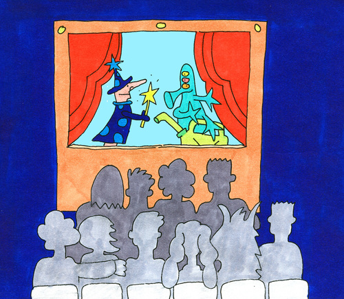 Cartoon: theater kasperle kindergarten (medium) by sabine voigt tagged theater,kasperle,kindergarten,grundschule,kind,kleinkind,märchen