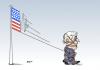 Cartoon: Bush geht (small) by Erl tagged usa präsident wahl amtszeit bush george flagge chaos auflösung