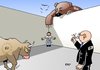 Cartoon: Zypern (small) by Erl tagged zypern,pleite,eu,euro,schulden,ezb,russland,hilfe,bedingungen,beteiligung,ablehnung,ecke,drängen,stier,bär