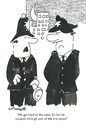 Cartoon: exits and entrances (small) by EASTERBY tagged police watching waiting