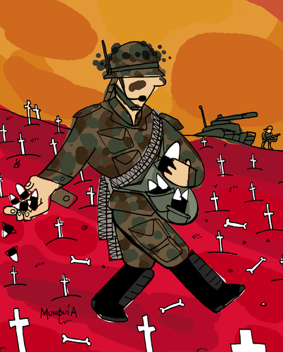 Cartoon: Sowing War (medium) by Munguia tagged stop,war,sower,froncois,millet,parody