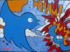 Cartoon: Twitter vs Twitter (small) by Munguia tagged roy,lichtestein,whaam,twitter,social,network