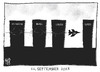 Cartoon: 11. September 2013 (small) by Kostas Koufogiorgos tagged 911,september,11,wtc,terrorismus,usa,krieg,irak,afghanistan,libyen,syrien,flugzeug,karikatur,koufogiorgos
