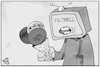 Cartoon: Auftakt zum TV-Triell (small) by Kostas Koufogiorgos tagged karikatur,koufogiorgos,illustration,cartoon,tv,triell,grüne,cdu,spd,fernsehen,wahlkampf