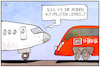 Cartoon: Bahnstreik (small) by Kostas Koufogiorgos tagged karikatur,koufogiorgos,illustration,cartoon,lokführer,bahn,flugzeug,autopilot,streik,arbeit,gdl