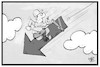 Cartoon: Börsenabsturz (small) by Kostas Koufogiorgos tagged karikatur,koufogiorgos,illustration,cartoon,börse,absturz,kurs,verfall,jockey,reiter,dax,dow,jones,crash,märkte,wirtschaft
