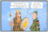 Cartoon: Bundeswehr-Mängel (small) by Kostas Koufogiorgos tagged karikatur,koufogiorgos,illustration,cartoon,bundeswehr,rüstungsmangel,wehrbeauftragter,militär,soldat,bürokratie,ausrüstung