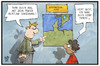 Cartoon: Dänemark (small) by Kostas Koufogiorgos tagged karikatur,koufogiorgos,illustration,cartoon,daenemark,pass,papiere,grenze,kontrolle,integration,kurs,lehrer,schüler,landkarte