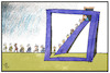 Cartoon: Deutsche Bank (small) by Kostas Koufogiorgos tagged karikatur,koufogiorgos,illustration,cartoon,deutsche,bank,stellen,abbau,mitarbeiter,arbeit,entlassung,umbau,wirtschaft