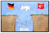 Cartoon: Deutschland-Türkei (small) by Kostas Koufogiorgos tagged karikatur,koufogiorgos,illustration,cartoon,deutschland,tuerkei,freundschaft,probleme,graben,kluft,streit,konflikt,diplomatie