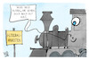 Cartoon: Die Bahn kommt (small) by Kostas Koufogiorgos tagged karikatur,koufogiorgos,bahn,schiene,zug,alt,sanierung,hochleistungsnetz,strecke