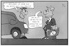 Cartoon: Dieselgate (small) by Kostas Koufogiorgos tagged karikatur,koufogiorgos,illustration,cartoon,vw,volkswagen,dieselgate,ersatz,schadenersatz,diesel,modellauto