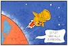 Cartoon: Endlagersuche (small) by Kostas Koufogiorgos tagged karikatur,koufogiorgos,illustration,cartoon,endlager,atommuell,weltall,rakete,entsorgung,endlagersuche