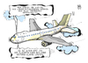 Cartoon: Fluglärm (small) by Kostas Koufogiorgos tagged flughafen,lärm,anwohner,flugzeug,klage,verkehr,umwelt,karikatur,kostas,koufogiorgos