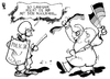 Cartoon: Hooligans (small) by Kostas Koufogiorgos tagged merkel,polizei,danzig,fussball,hooligan,fan,em,europa,meisterschaft,karikatur,kostas,koufogiorgos