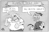Cartoon: Olympische Ideale (small) by Kostas Koufogiorgos tagged karikatur,koufogiorgos,illustration,cartoon,pferd,kameltreiber,fünfkampf,ideal,olympia,sport,tierquälerei