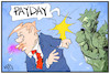 Cartoon: Payday (small) by Kostas Koufogiorgos tagged karikatur,koufogiorgos,illustration,cartoon,payday,trump,miss,liberty,zahltag,wahl,niederlage,demokratie