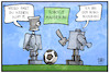 Cartoon: RoboCup (small) by Kostas Koufogiorgos tagged karikatur,koufogiorgos,illustration,cartoon,robocup,roboter,hooligan,fussball,sport,cyper,elektronik,digital,digitalisierung