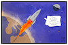 Cartoon: Space X (small) by Kostas Koufogiorgos tagged karikatur,koufogiorgos,illustration,cartoon,space,mond,trump,weltraum,weltall,tourismus,ticket,rakete,reise