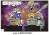 Cartoon: USA und Russland (small) by Kostas Koufogiorgos tagged karikatur,cartoon,illustration,koufogiorgos,usa,russland,krisenherd,uncle,sam,bär,nahost,ukraine,krieg,konflikt,kochen,feuer,politik,krim,krise