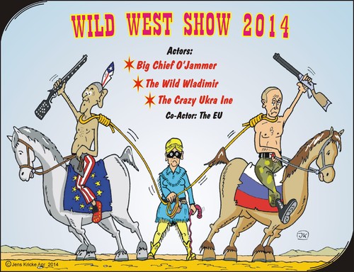 Cartoon: Wild West 2014 (medium) by JotKa tagged europe,eu,russia,russland,usa,amerika,ukraine