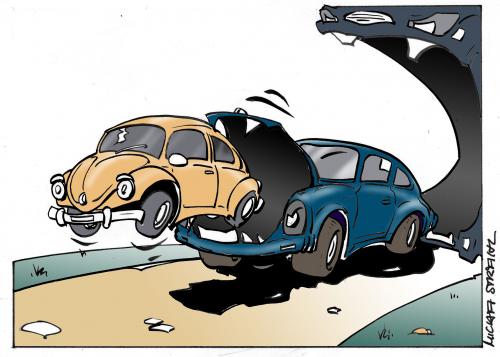 Cartoon: Porsche schluckt (medium) by Micha Strahl tagged micha,strahl,porsche,autoindustrie,kartell,,porsche,autoindustrie,kartell,industrie,autos,verschlingen,rachen,fressen,aufessen,klein,groß
