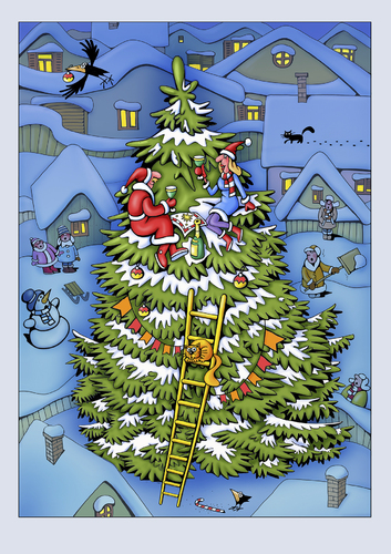 Cartoon: Weihnachtsfest auf der Tanne (medium) by kurtu tagged tanne,weihnachten,tannenbaum,feiern,garten,tanne,weihnachten,tannenbaum,feiern,garten