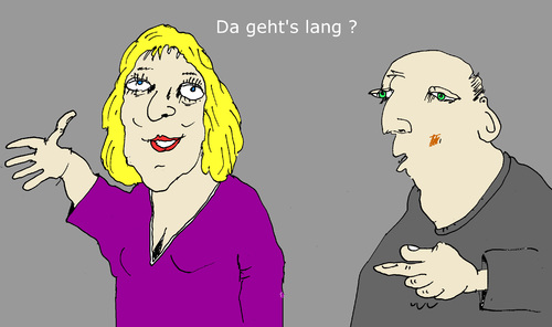 Cartoon: Wo es lang geht (medium) by Marbez tagged mann,frau,lang,gehen