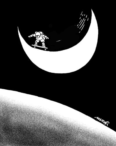 Cartoon: moon game (medium) by Medi Belortaja tagged astronaut,game,moon