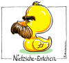 Cartoon: Nietzsche (small) by Riemann tagged nietzsche,quietscheente,gummiente,wortspiel,cartoon,george,riemann