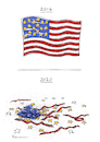 Cartoon: Trumpled (small) by Riemann tagged american,flag,star,spangled,banner,usa,trump,president,democracy,destruction,hate,rift,division,divided,flagge,zerstoerung,riss,volk,people,hass,teilung,cartoon,george,riemann