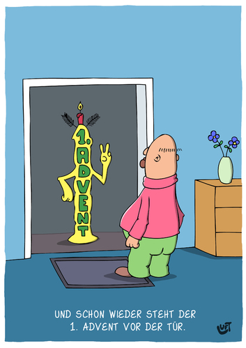 Cartoon: 1. Advent (medium) by luftzone tagged cartoon,humor,thomas,luft,lustig,advent,weihnachten,tür,cartoon,humor,thomas,luft,lustig,advent,weihnachten,tür