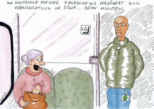 Cartoon: Guten Morgen (medium) by gore-g tagged bahn,fahrscheine,verspätung,kontrolle,ticket