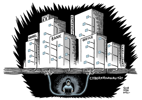 Cartoon: Cyberkriminalität (medium) by Schwarwel tagged cyberkriminalität,unternhemen,privatleute,fadenkreuz,karikatur,schwarwel,kriminalität,cyberkriminalität,unternhemen,privatleute,fadenkreuz,karikatur,schwarwel,kriminalität