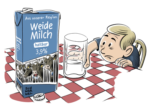Cartoon: Milch (medium) by Schwarwel tagged milch,lebensmittel,kuh,kühe,karikatur,schwarwel,milch,lebensmittel,kuh,kühe,karikatur,schwarwel