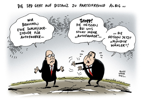 Cartoon: SPD distanziert sich von Albig (medium) by Schwarwel tagged schlagloch,steuer,spd,distanz,parteifreund,albig,karikatur,schwarwel,schlagloch,steuer,spd,distanz,parteifreund,albig,karikatur,schwarwel