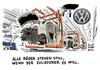 Cartoon: VW Streit mit Zulieferer (small) by Schwarwel tagged vw,volkswagen,streit,zulieferer,wolfsburg,zwangsurlaub,arbeiter,karikatur,schwarwel,autobauer,autohersteller,auto,wagen,kfz,autozulieferer