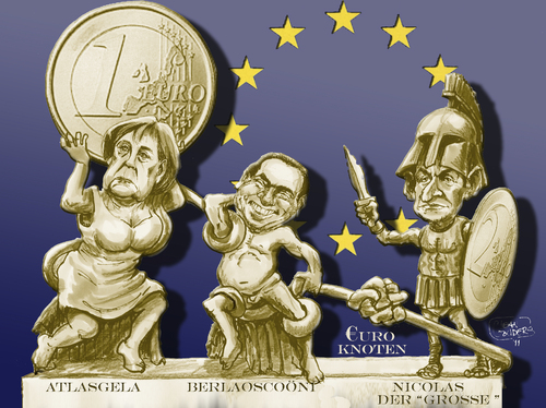 Cartoon: Euromythos (medium) by jean gouders cartoons tagged crisis,euro,role,leading,germany,cartoon,zeit,die,deutschland,eu,europa,euro,schuldenkrise,finanzkrise
