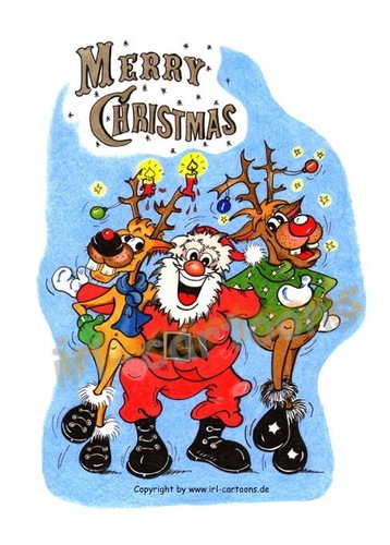 Cartoon: Weihnachtsillustration (medium) by irlcartoons tagged rudolf,christmas,weihnachten,nikolaus,rentier,weihnachtsgrüße,illustration,winter,dezember,tanzen,dance,rotnase