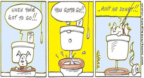 Cartoon: desperation! (medium) by noodles cartoons tagged scotty,dog,art,cartoon,loo