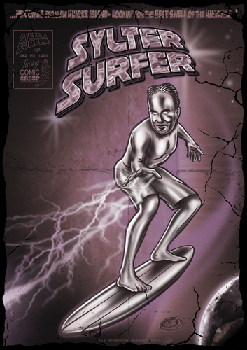 Cartoon: Sylter Surfer2 (medium) by elle62 tagged retro,comic,surfing