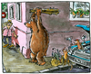 Cartoon: Raubtiere in der Stadt (small) by GB tagged wild,tiere,stadt,landflucht,bär,marder,räuber,dieb,jagd,tier,arten,schutz