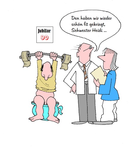 Cartoon: fit nach der Reha (medium) by Retlaw tagged alter,schützt,vorm,üben,nicht