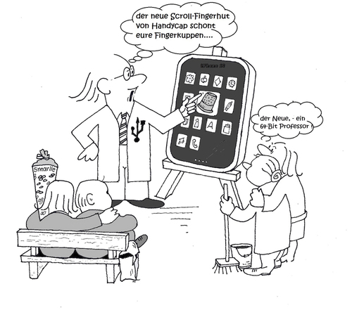 Cartoon: iPhone ist in (medium) by Retlaw tagged fingerkuppenschutz