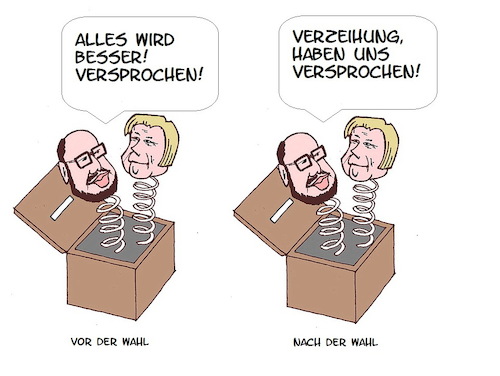 Cartoon: Wahlversprechen (medium) by Retlaw tagged schulz,und,merkel